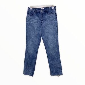 Delaluz High Rise Straight Raw Hem Cropped Jeans